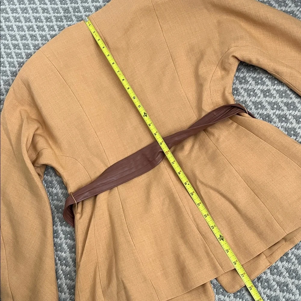 Worthington Camel Blazer with Chocolate Belt Dolman Sleeves